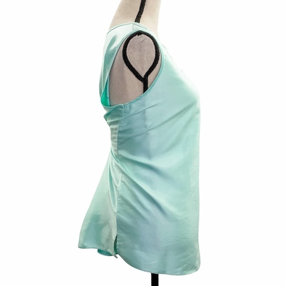 MAGGIE Sweet Turquoise Blue Sleeveless Embroidered Silky Blouse Large - Picture 4 of 11